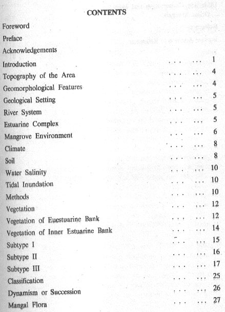 Mangroves of Orissa Coast and their Ecology - inhaltsverzeichnis